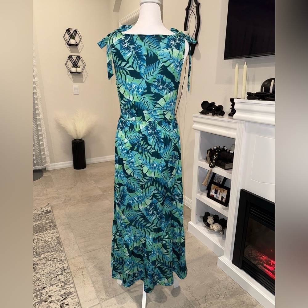 3 x 20$ Caribbean Joe Blue and Green Leaf Maxi Dress Size Small - Picture 5 of 9